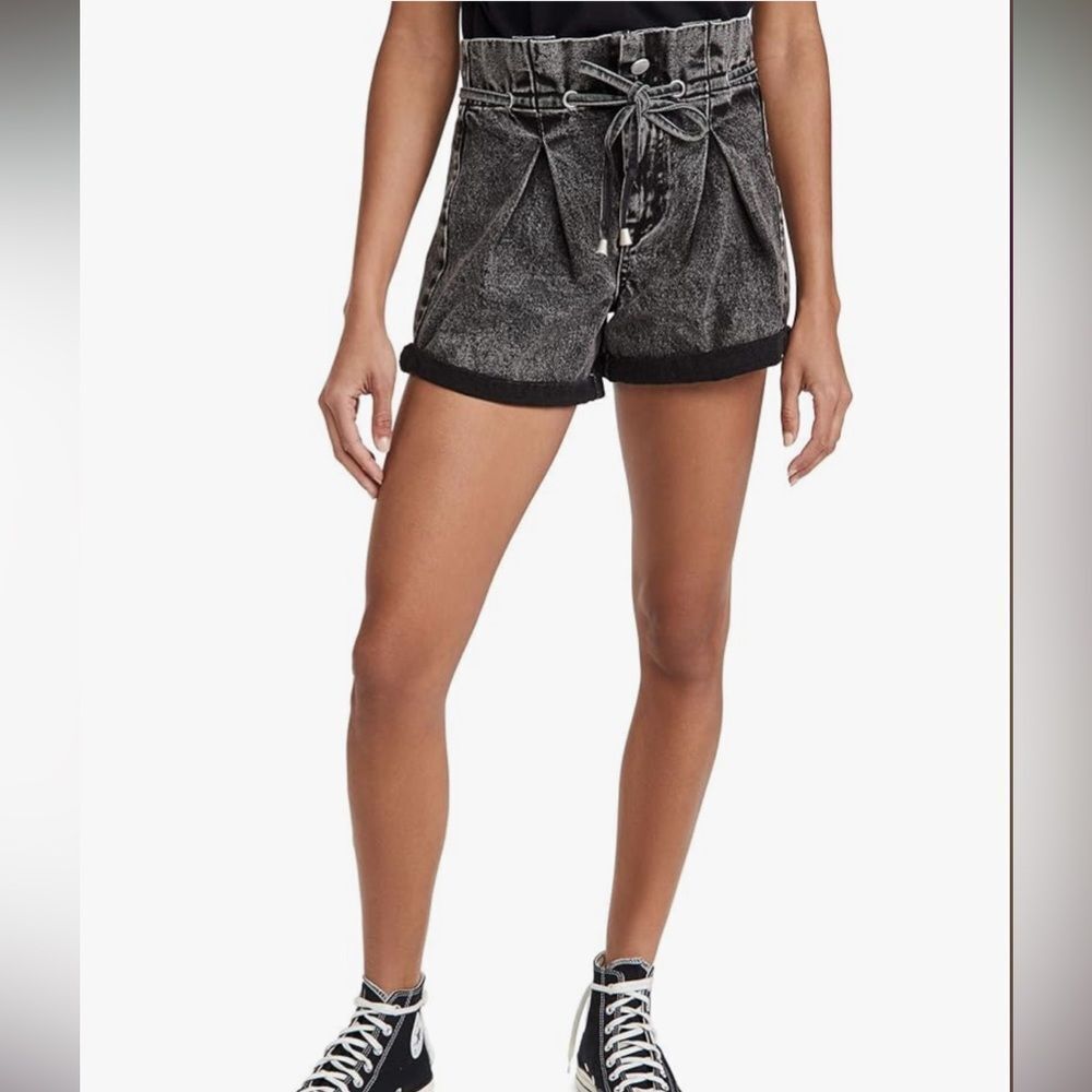 BlankNYC Women's Washed Paper Bag Waist Black Jean Shorts Size 26